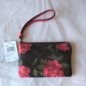 Coach Floral Wristlet - Brown And Red